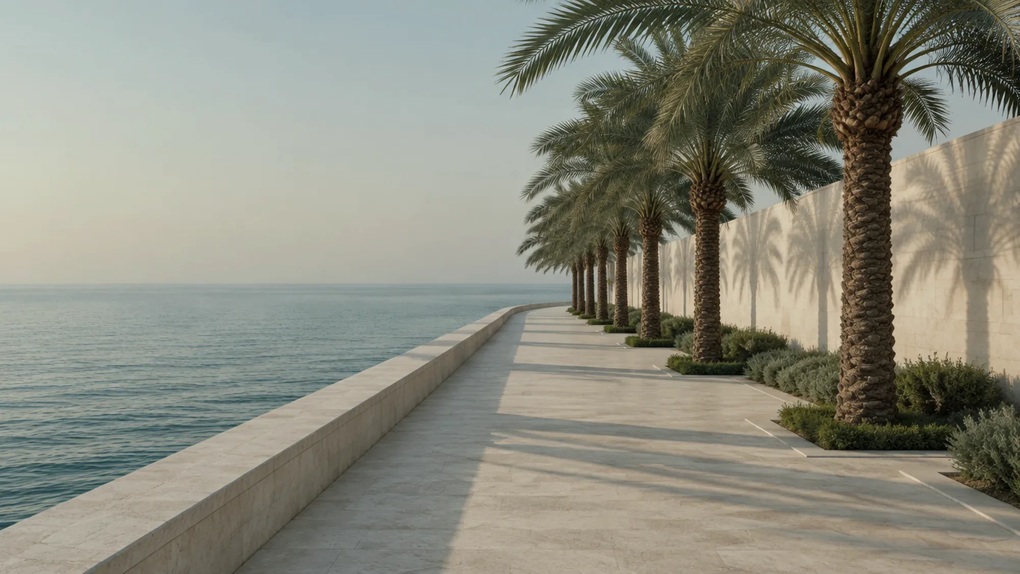 Dubai Marina water and towers in flat morning light (generated illustration)
